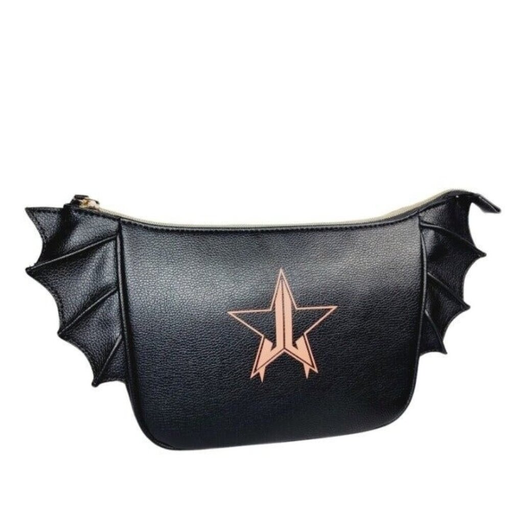 JEFFREE STAR Black Bat Wing Full Zip Makeup Bag Halloween 2021